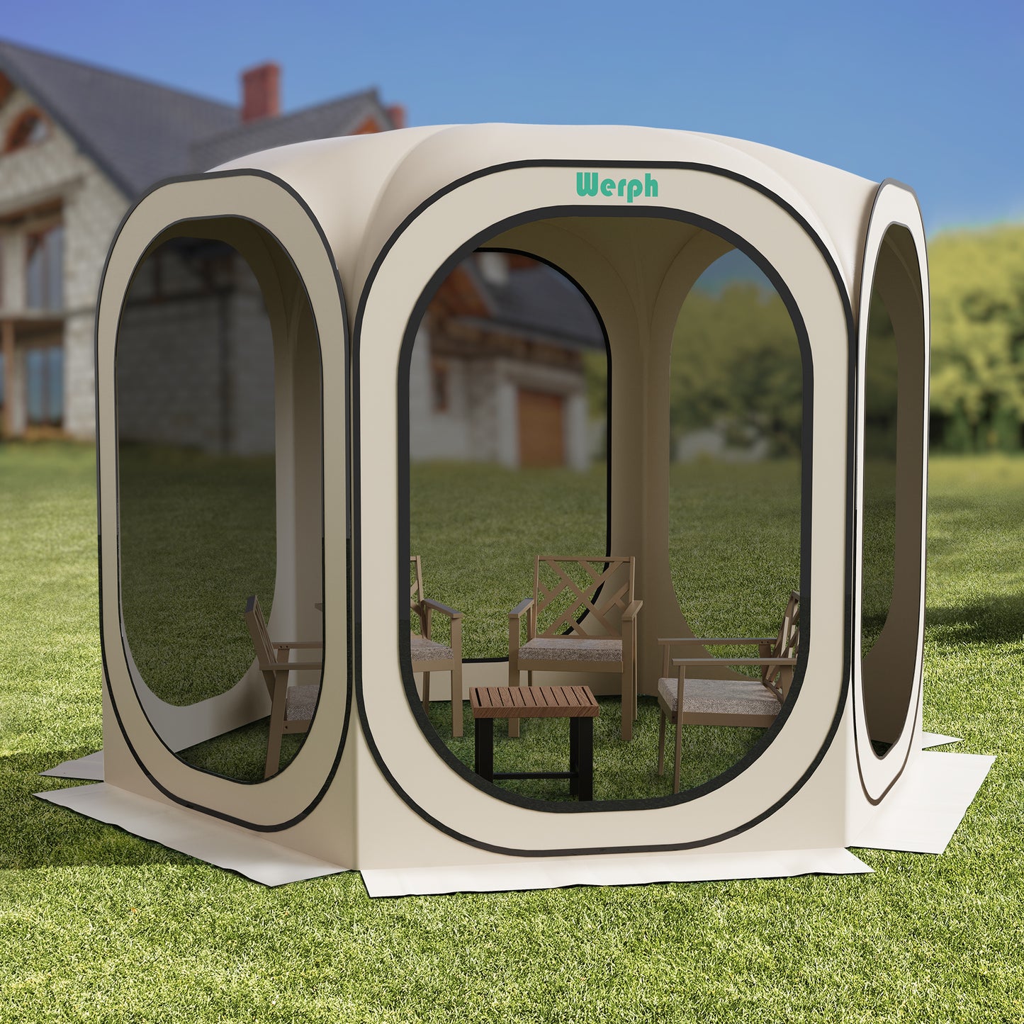 Werph Pop Up Canopy, Portable Canopy Tent with Mesh Mosquito Net, Screen House Room Camping Canopy Shade Tent