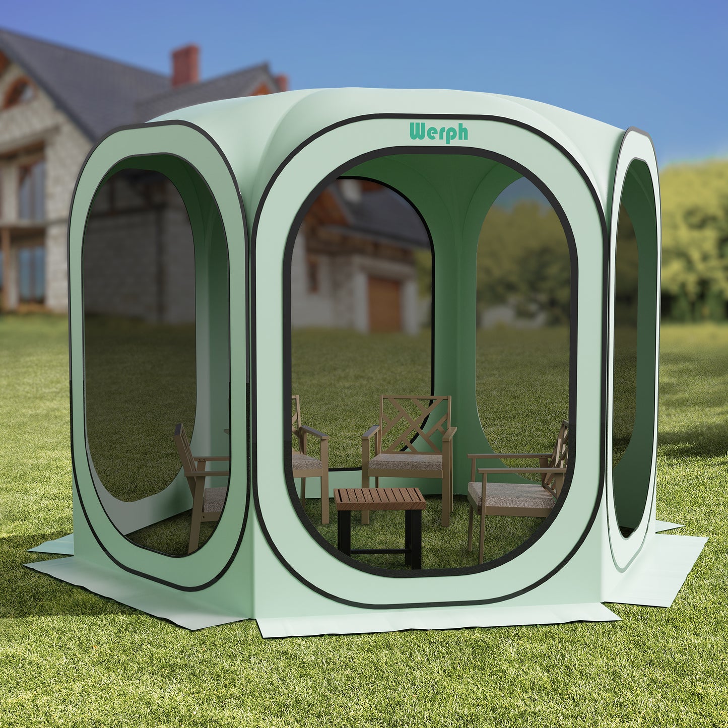 Werph Pop Up Canopy, Portable Canopy Tent with Mesh Mosquito Net, Screen House Room Camping Canopy Shade Tent