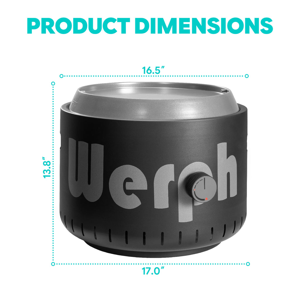 WERPH 17-Inch Compact Propane Gas Fire Pit, 58,000 BTU, Lightweight with Locking 2-in-1 Lid & Pumice Stones, Black