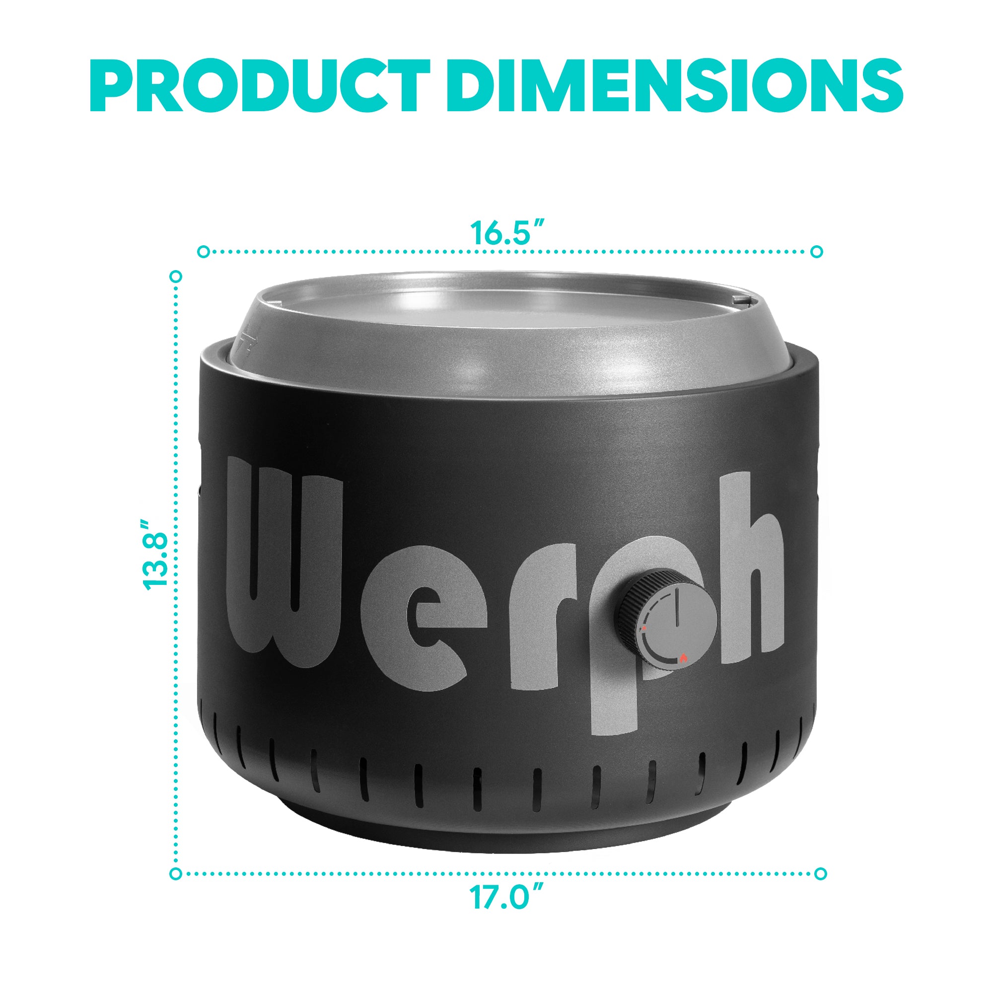 WERPH 17-Inch Compact Propane Gas Fire Pit, 58,000 BTU, Lightweight with Locking 2-in-1 Lid & Pumice Stones, Black