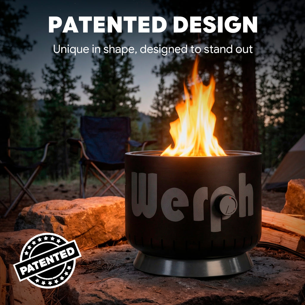 WERPH 17-Inch Compact Propane Gas Fire Pit, 58,000 BTU, Lightweight with Locking 2-in-1 Lid & Pumice Stones, Black