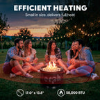 WERPH 17-Inch Compact Propane Gas Fire Pit, 58,000 BTU, Lightweight with Locking 2-in-1 Lid & Pumice Stones, Black