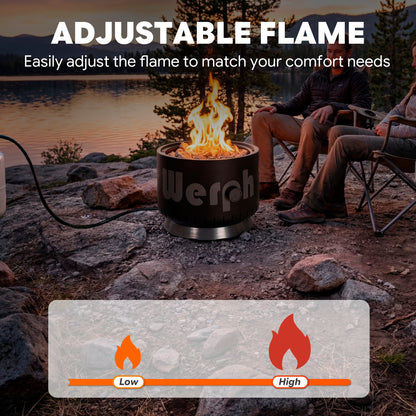 WERPH 17-Inch Compact Propane Gas Fire Pit, 58,000 BTU, Lightweight with Locking 2-in-1 Lid & Pumice Stones, Black