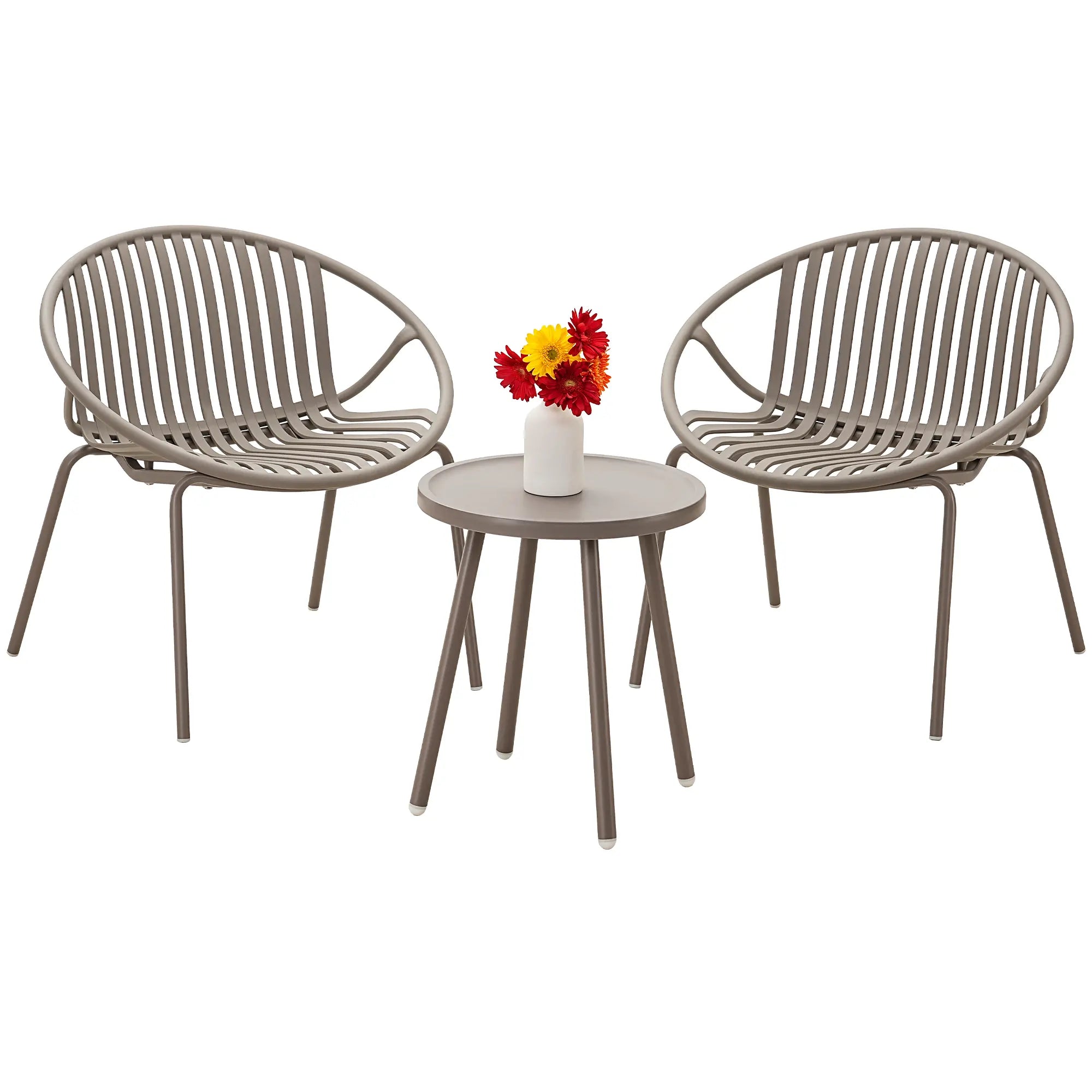 Werph Grey 3-Piece Resin Plastic Patio Conversation Deep Seating Set
