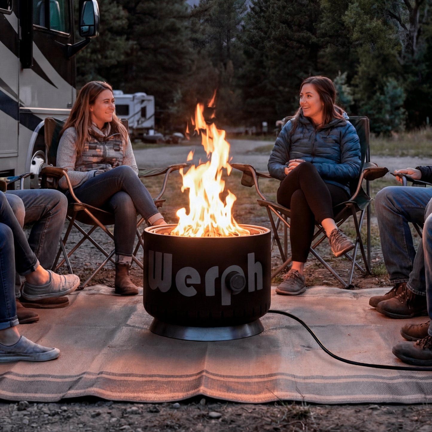 WERPH 17-Inch Compact Propane Gas Fire Pit, 58,000 BTU, Lightweight with Locking 2-in-1 Lid & Pumice Stones, Black