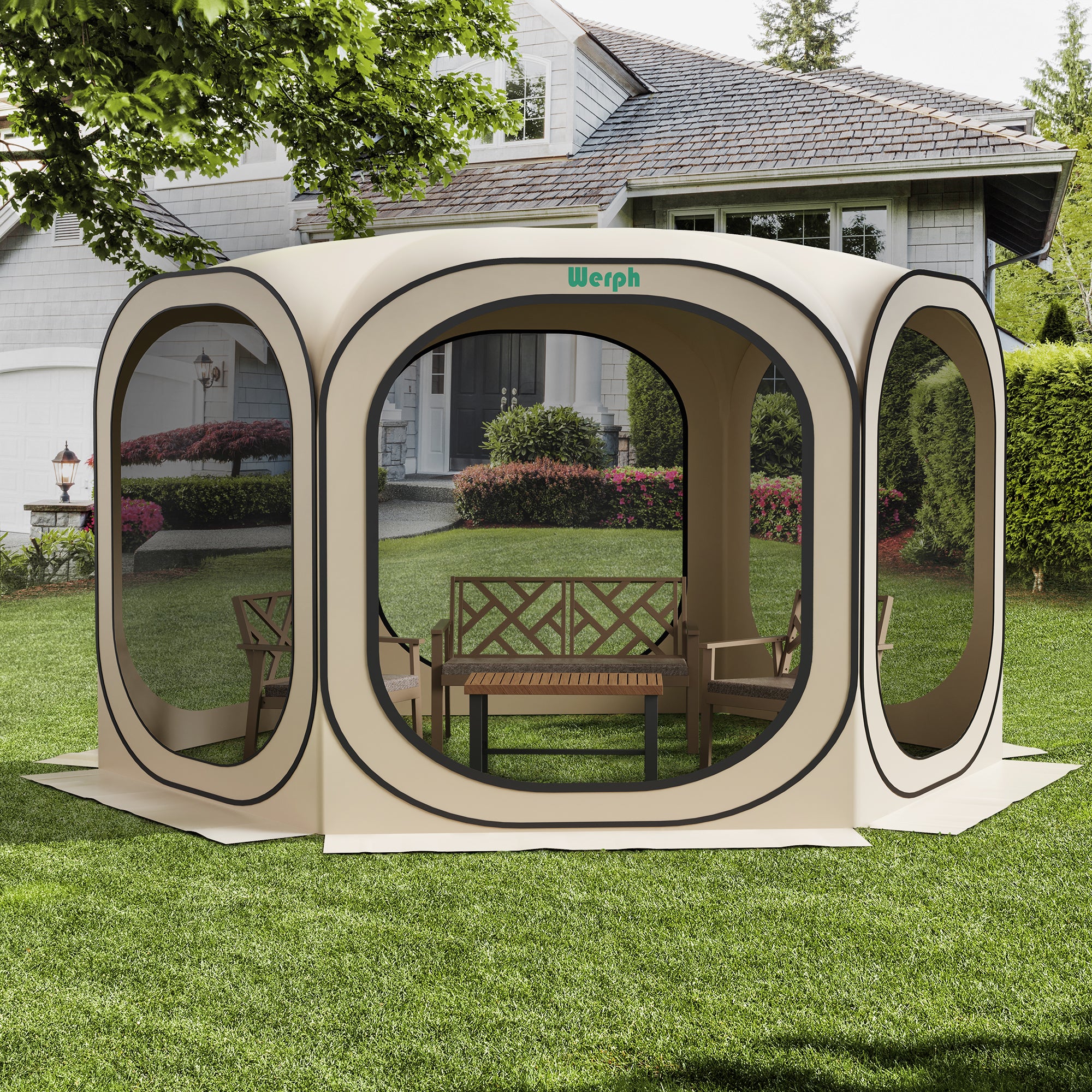 Werph Pop Up Canopy Tent with Mosquito Net - Portable Screen House for Camping & Patio