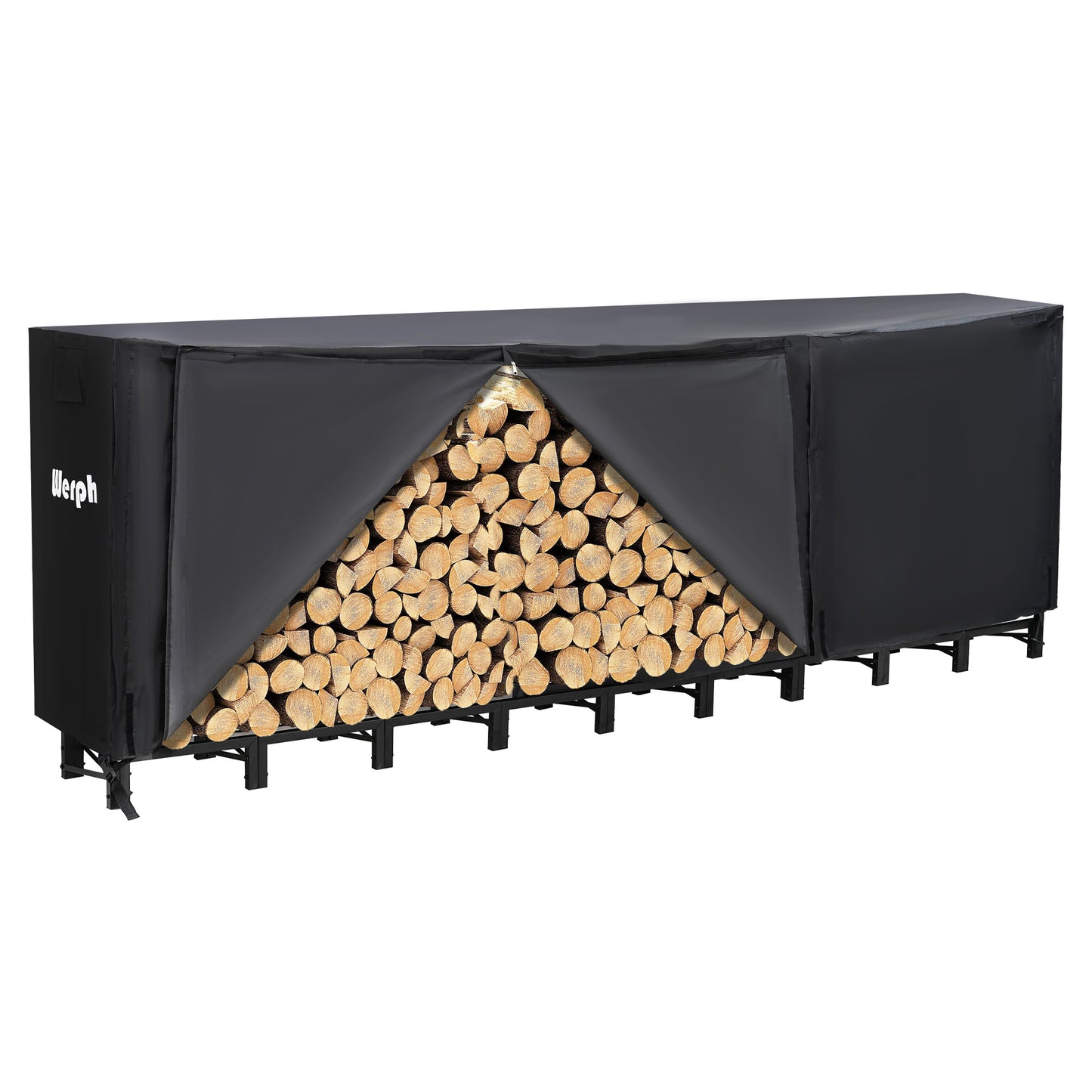 Werph  Firewood Rack Outdoor,Heavy Duty Firewood Storage Rack,Outdoor Firewood Rack with Cover, Black