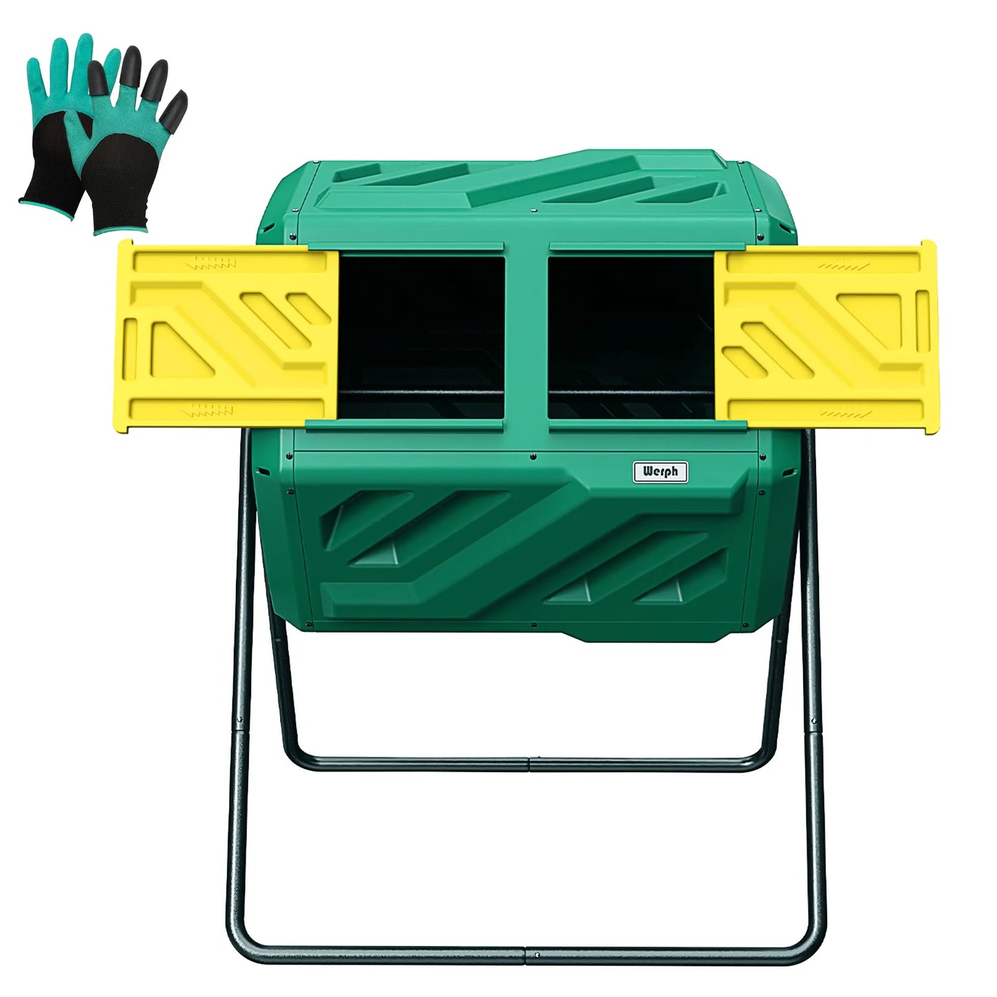 Werph 43 Gallon Dual Chamber Compost Tumbler - Fast Assembly