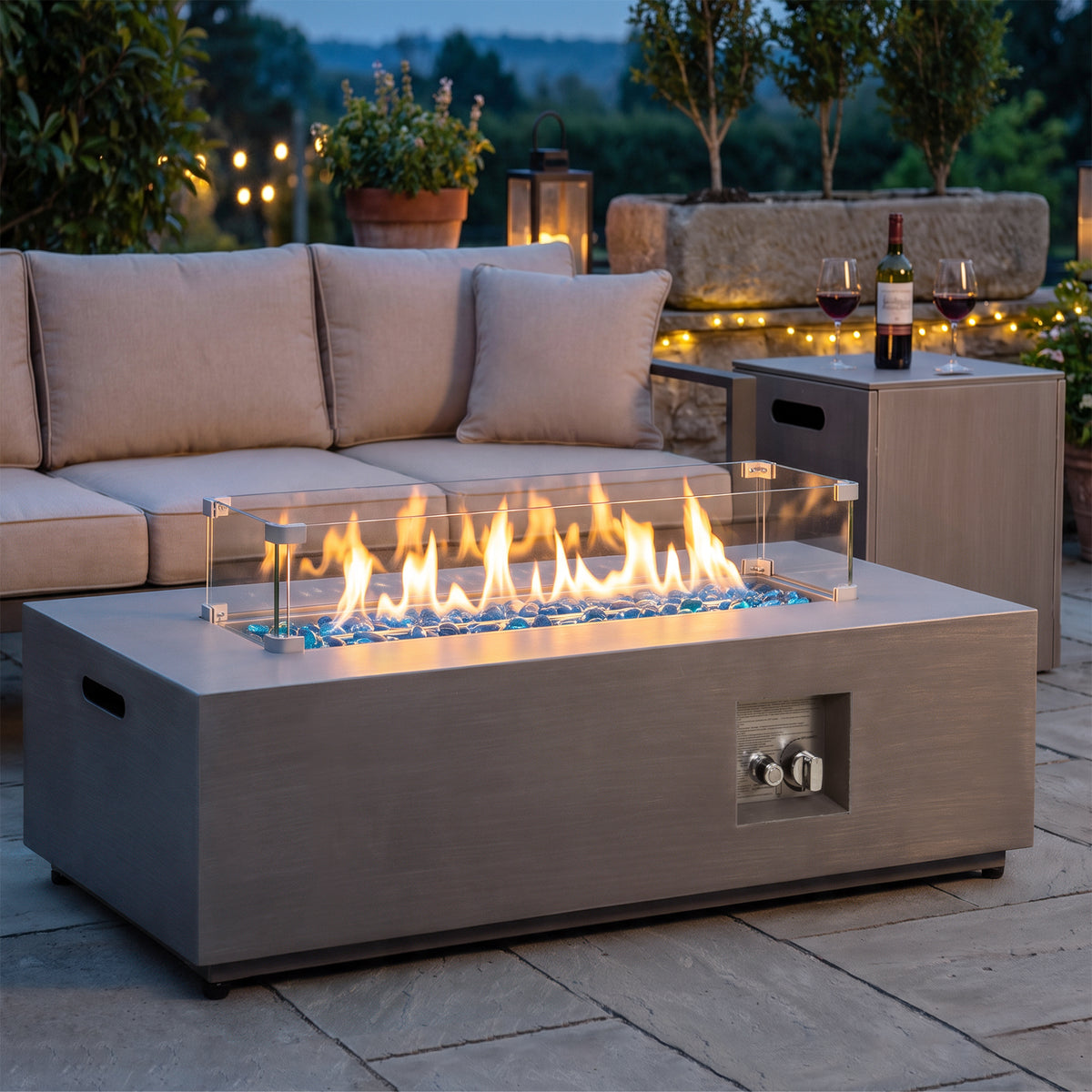 WERPH 42-Inch Propane Fire Pit Table, Rectangular, 60,000 BTU