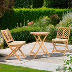 Werph 3-Piece Acacia Wood Bistro Set with Cushions - Foldable Patio Furniture for Balcony & Deck