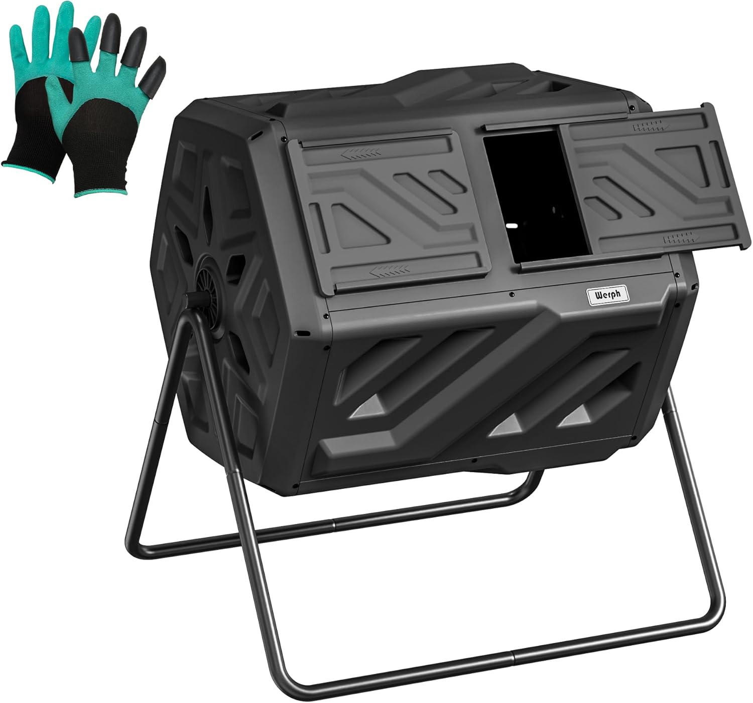 Werph 43 Gallon Dual Chamber Compost Tumbler - Fast Assembly