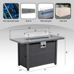 Werph 43" Propane Fire Pit Table - 2-in-1 Outdoor Fire Table with Lid & Glass Stones