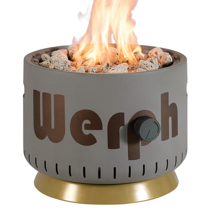 WERPH 17-Inch Compact Propane Gas Fire Pit, 58,000 BTU, Lightweight with Locking 2-in-1 Lid & Pumice Stones, Antique Bronze