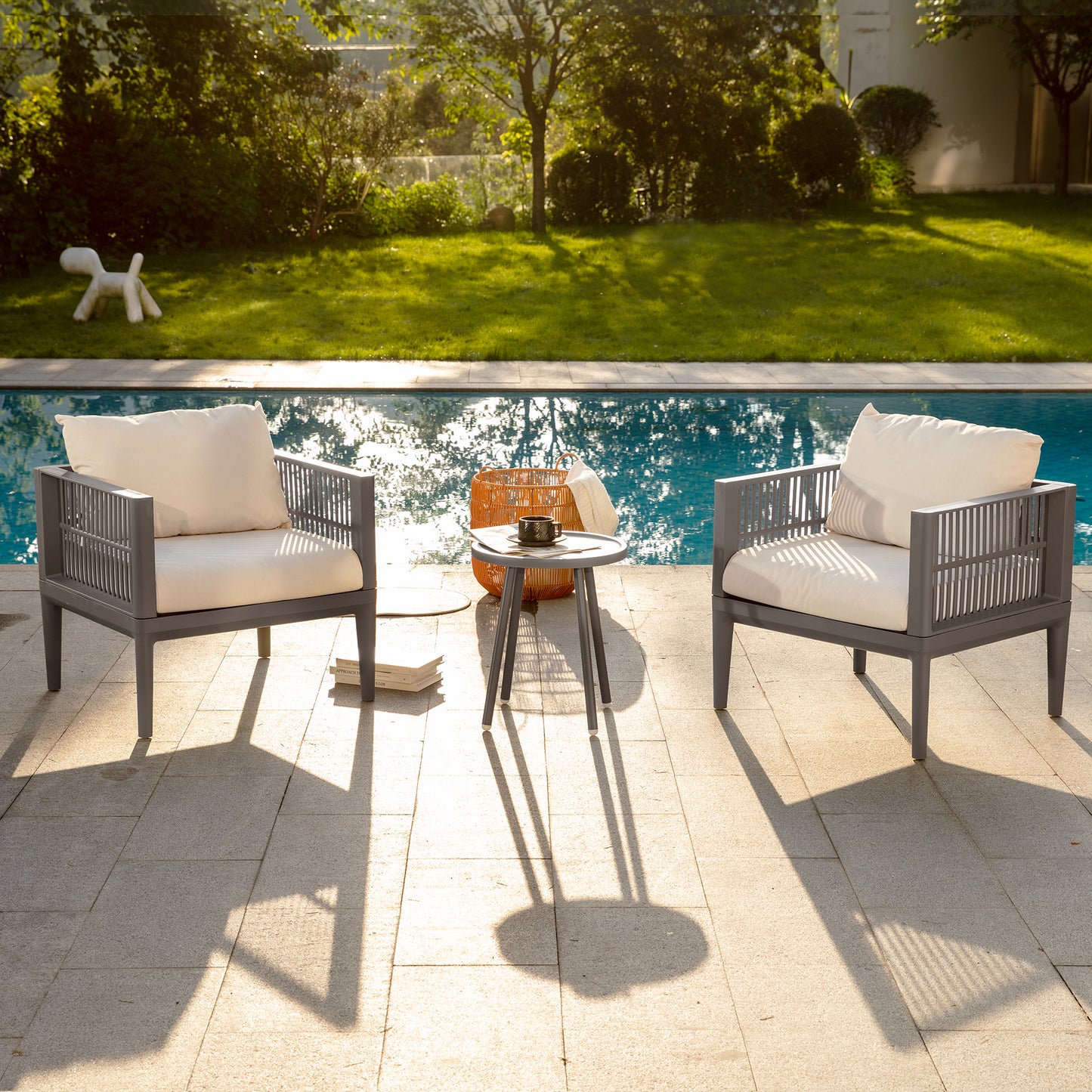 Werph 3 Pieces Patio Furniture Set, Outdoor Furniture Patio Set with Washable Cushions Balcony Furniture Patio Chairs Set of 2