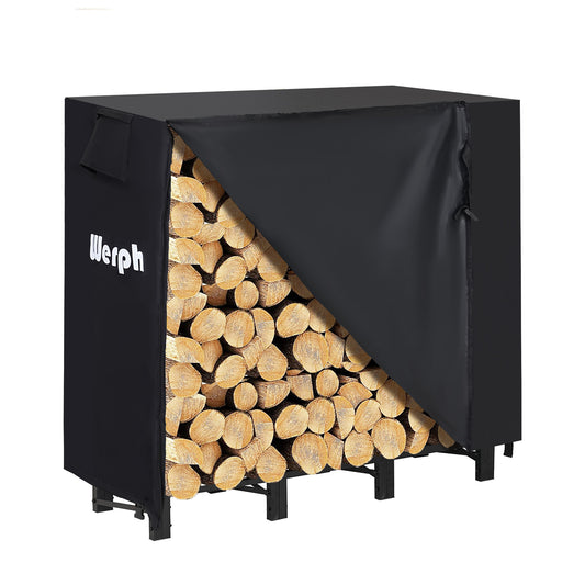 Werph  Firewood Rack Outdoor,Heavy Duty Firewood Storage Rack,Outdoor Firewood Rack with Cover, Black