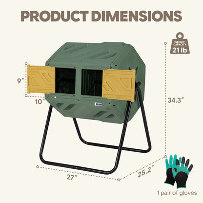 WERPH grass green compost bin 27“L×25.2”W×34.3“H and weight 21lb