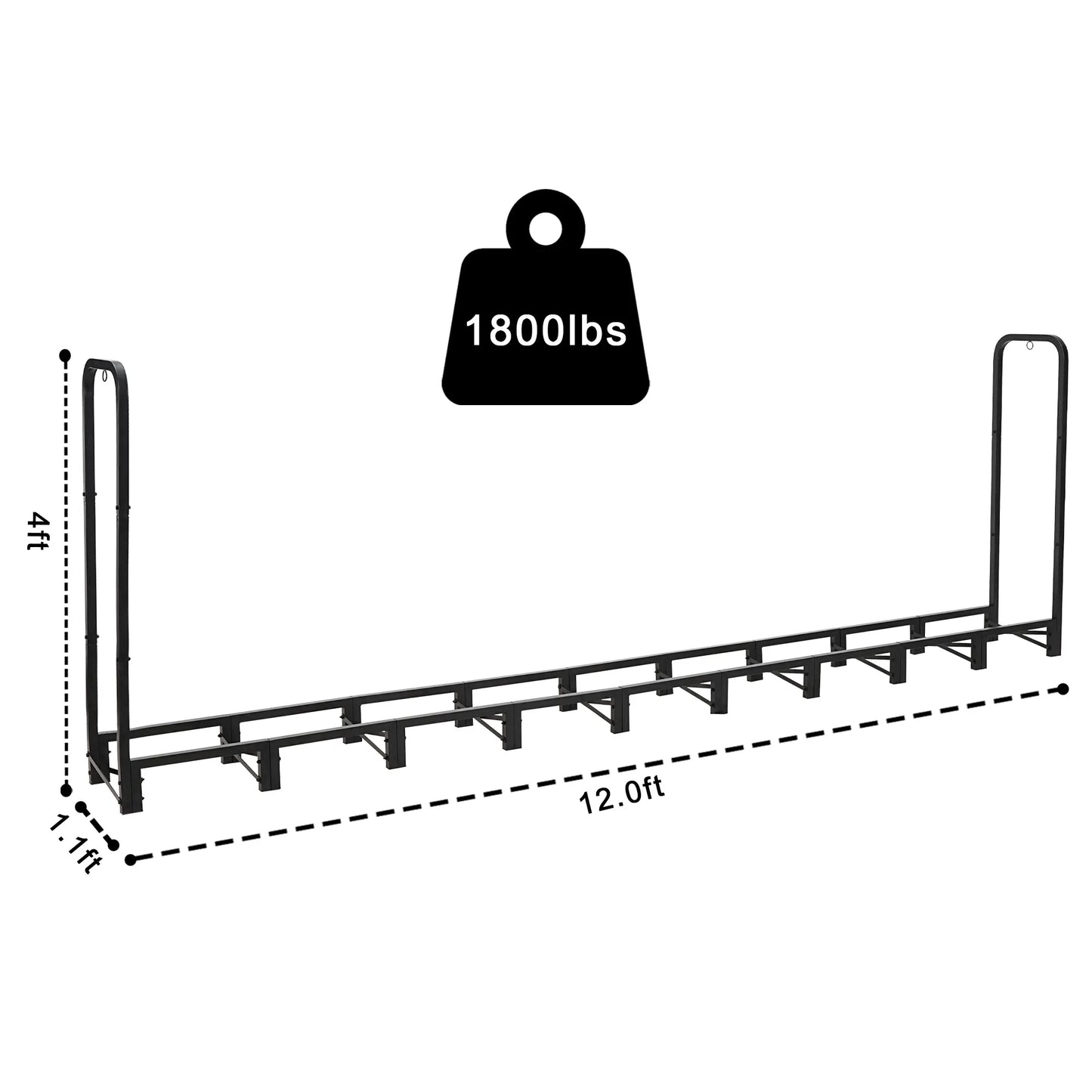 Werph Heavy Duty Outdoor Firewood Rack with Cover - Weather-Resistant Storage