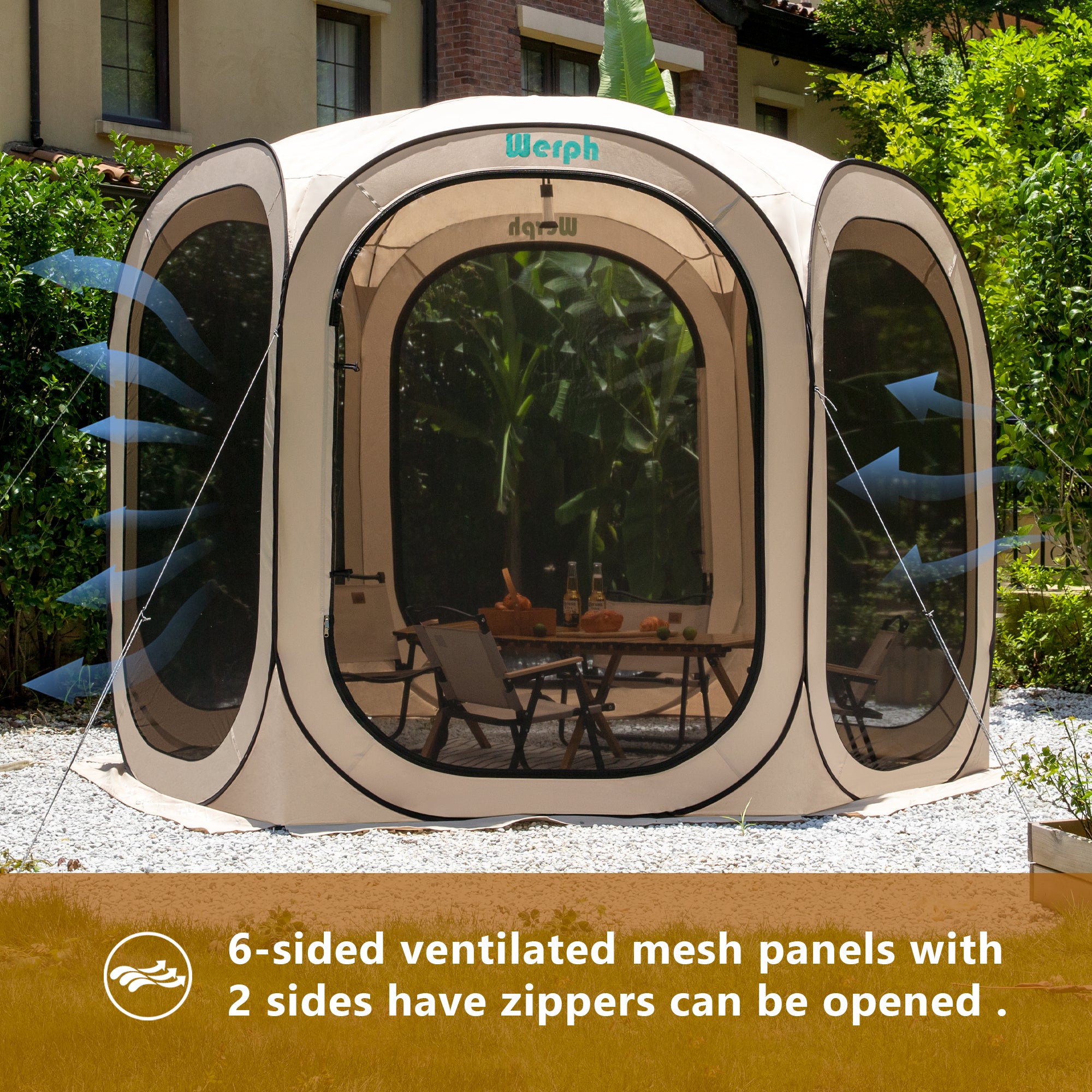 Werph Pop Up Canopy Tent with Mosquito Net - Portable Screen House for Camping & Patio