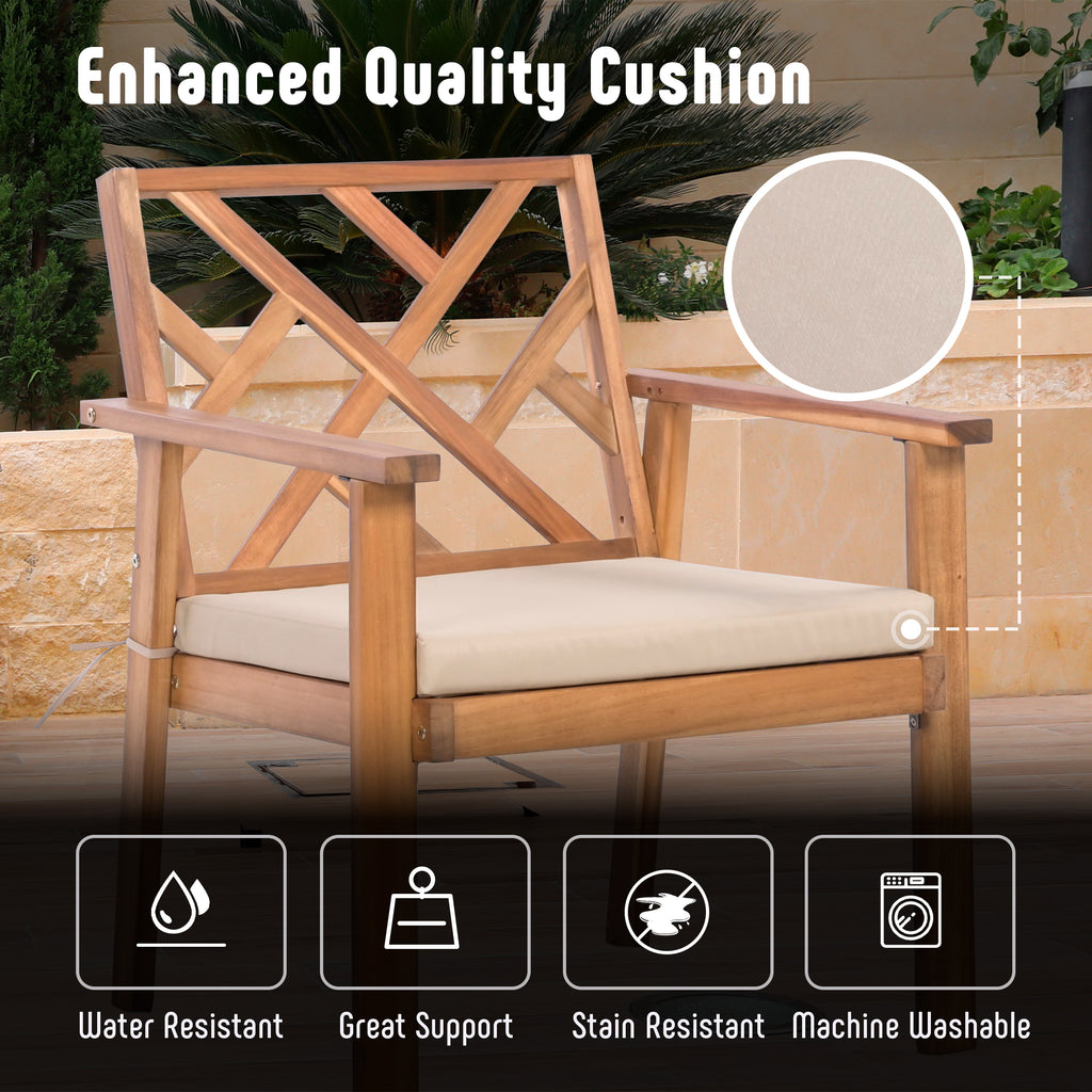 Werph Acacia Wood Patio Furniture Set with Cushions - Outdoor Conversation Set for Porch & Balcony