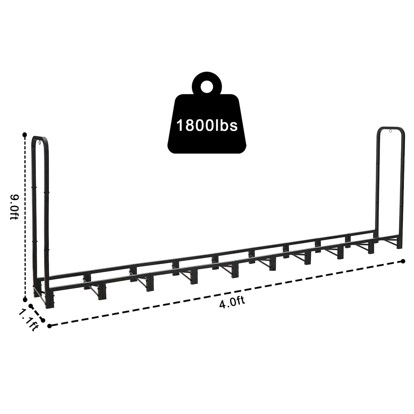 Werph  Firewood Rack Outdoor,Heavy Duty Firewood Storage Rack,Outdoor Firewood Rack with Cover, Black