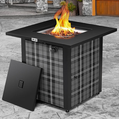 Werph 28 in Propane Fire Pit Table - 50,000 BTU CSA Certified 2-in-1 Outdoor Gas Dining Table with Lava Rocks