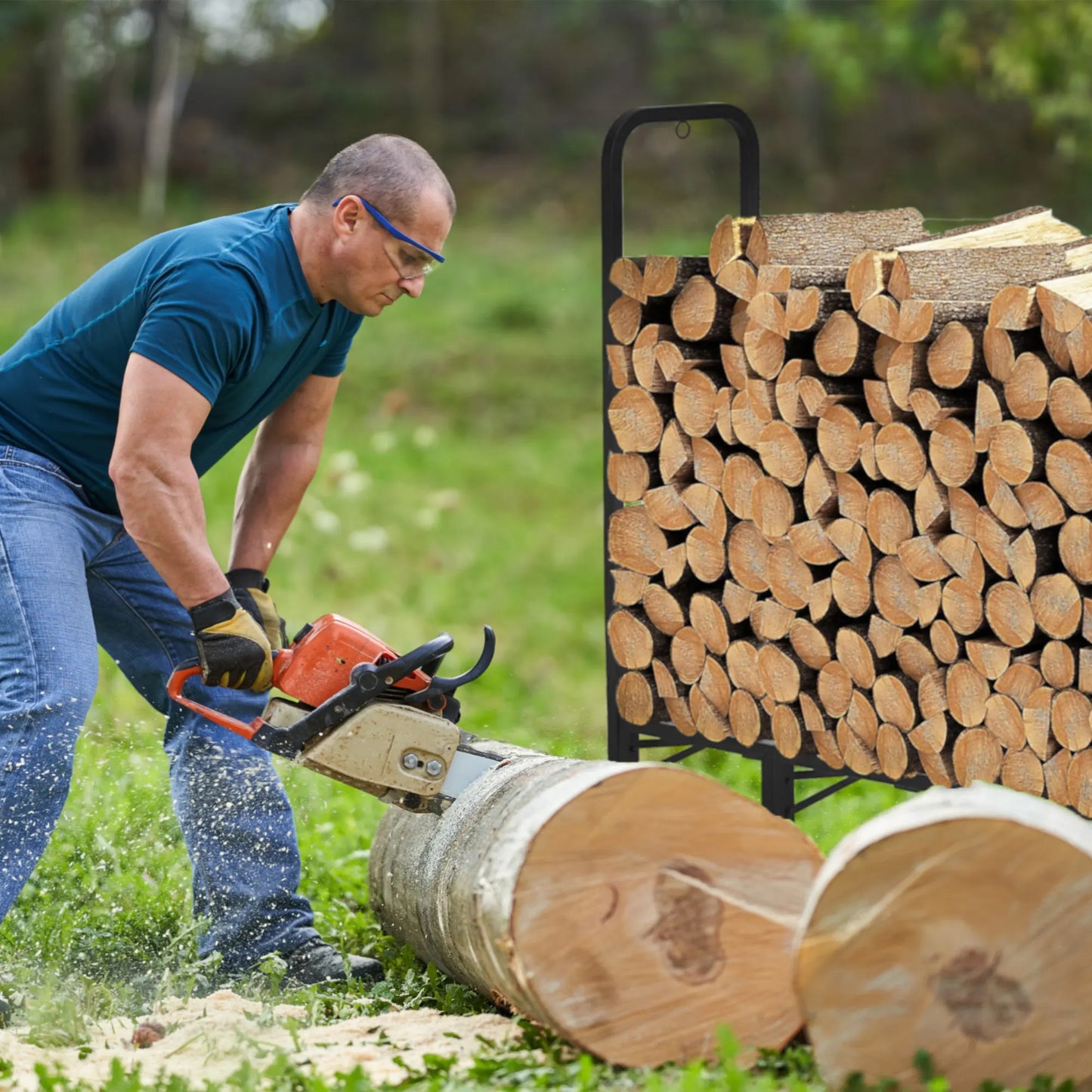 Werph Heavy Duty Outdoor Firewood Rack with Cover - Weather-Resistant Storage