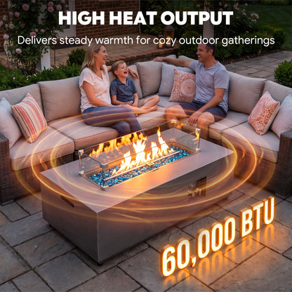 WERPH 42-Inch Propane Fire Pit Table, Rectangular, 60,000 BTU