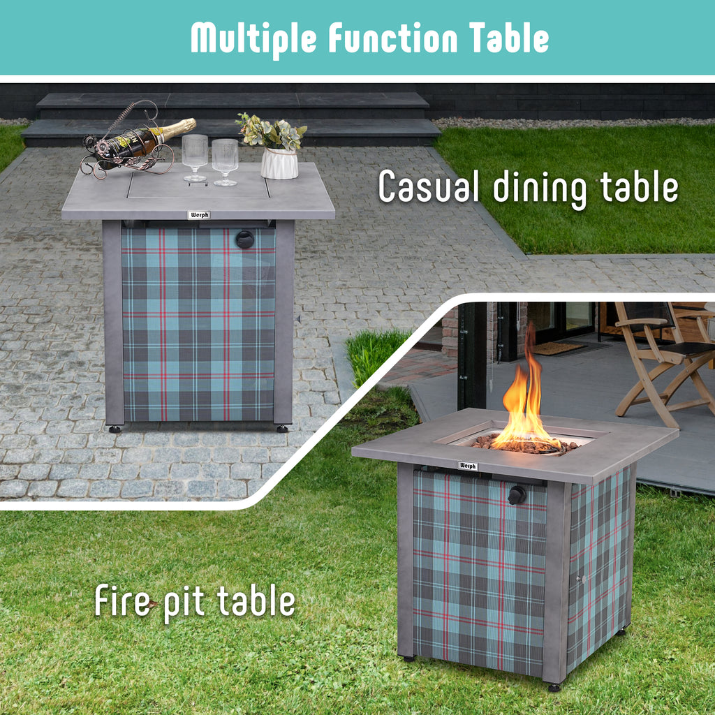 Werph 28" Propane Fire Pit Table - 50,000 BTU CSA Certified with Lava Rocks