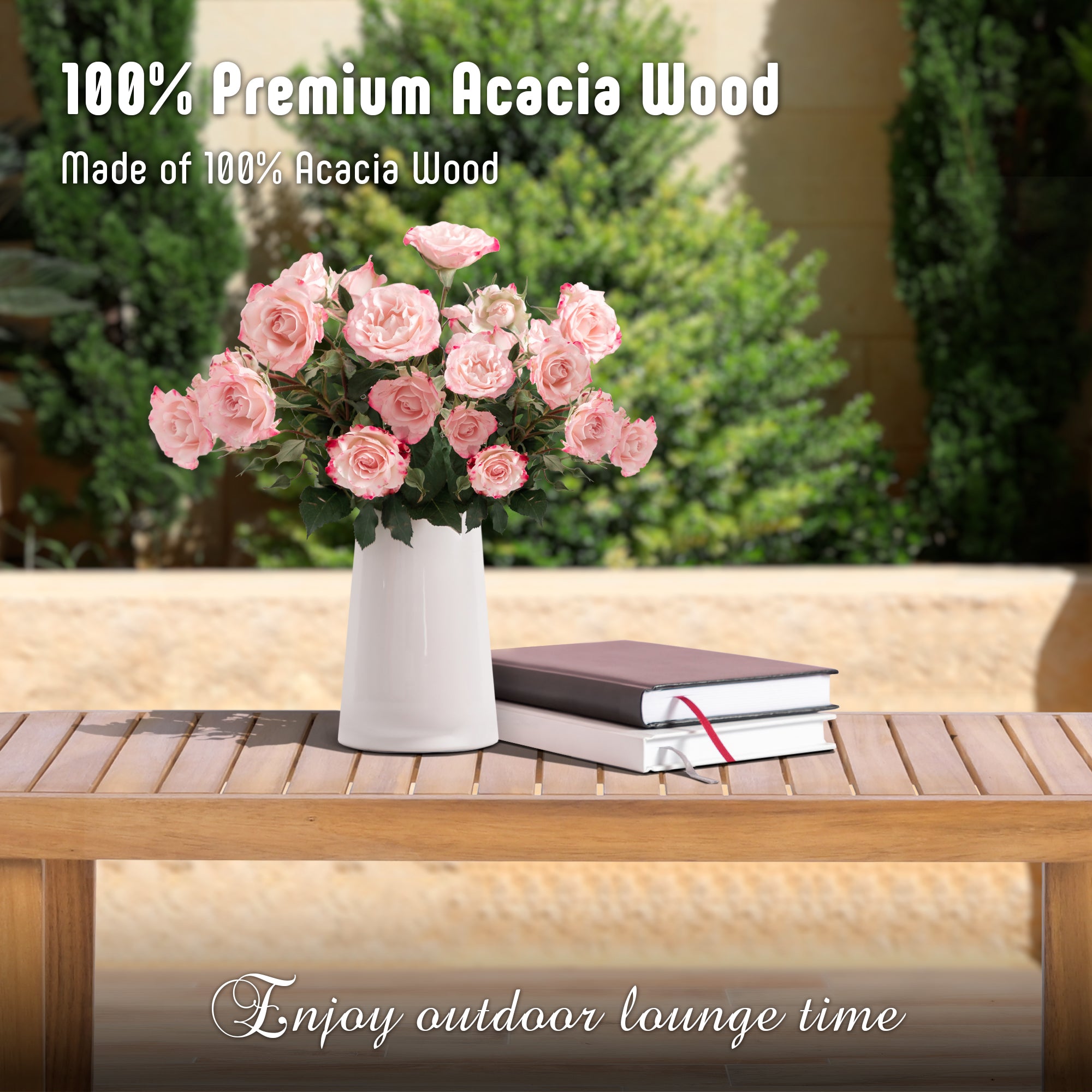 Werph Acacia Wood Patio Furniture Set with Cushions - Outdoor Conversation Set for Porch & Balcony