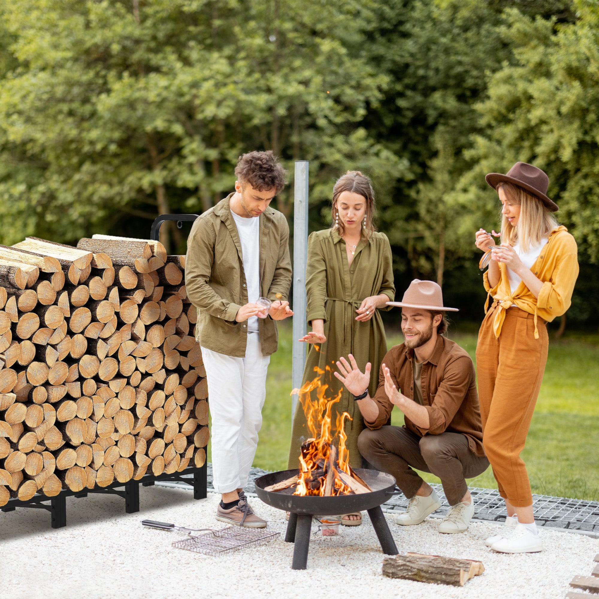 Werph Heavy Duty Outdoor Firewood Rack with Cover - Weather-Resistant Storage