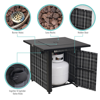 Werph 28 in Propane Fire Pit Table - 50,000 BTU CSA Certified 2-in-1 Outdoor Gas Dining Table with Lava Rocks