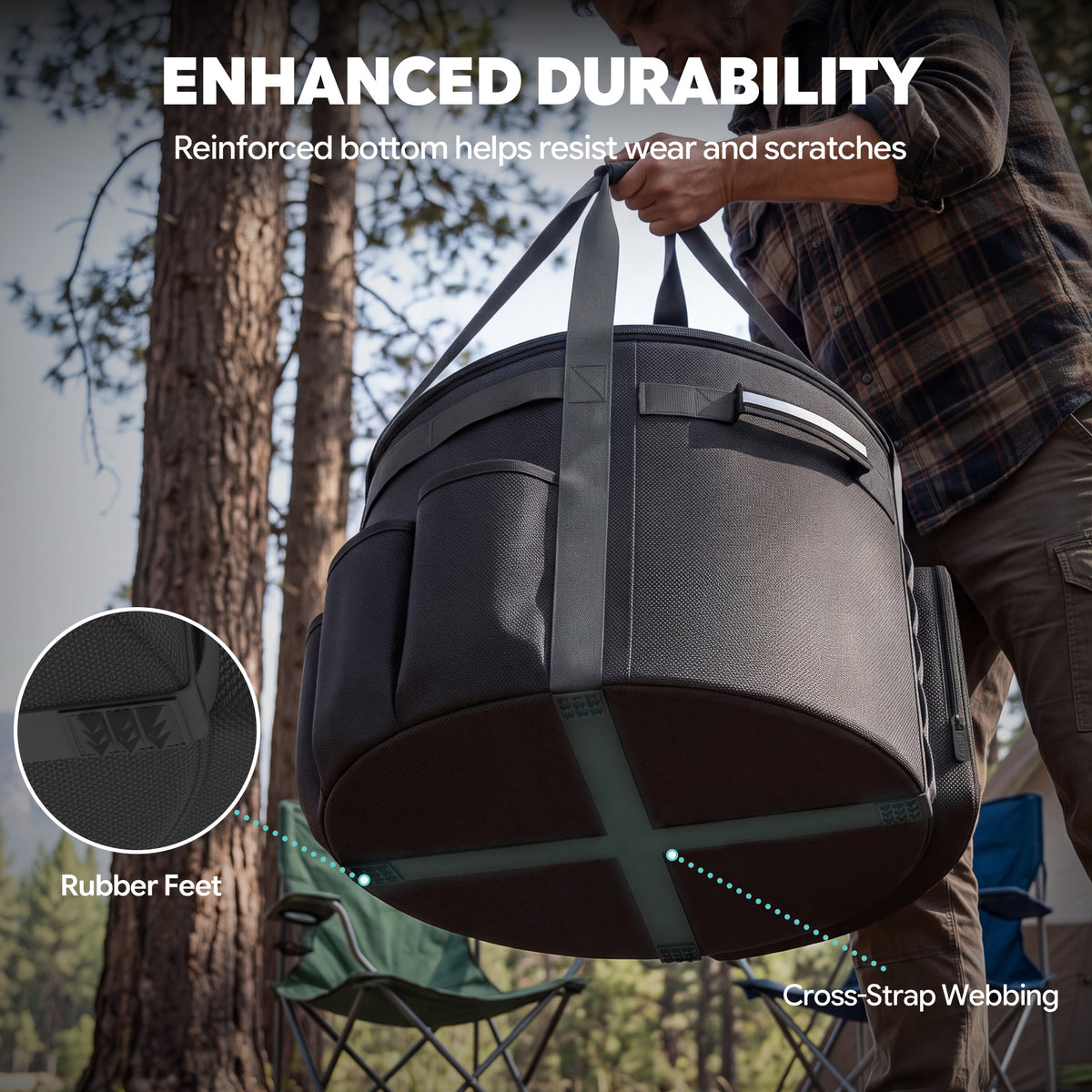 WERPH 20-Inch Fire Pit Carry Bag, 5mm Padded, Multi-Pocket Storage