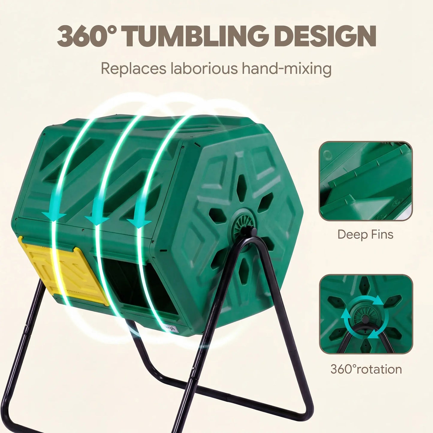 Werph 43 Gallon Dual Chamber Compost Tumbler - Fast Assembly
