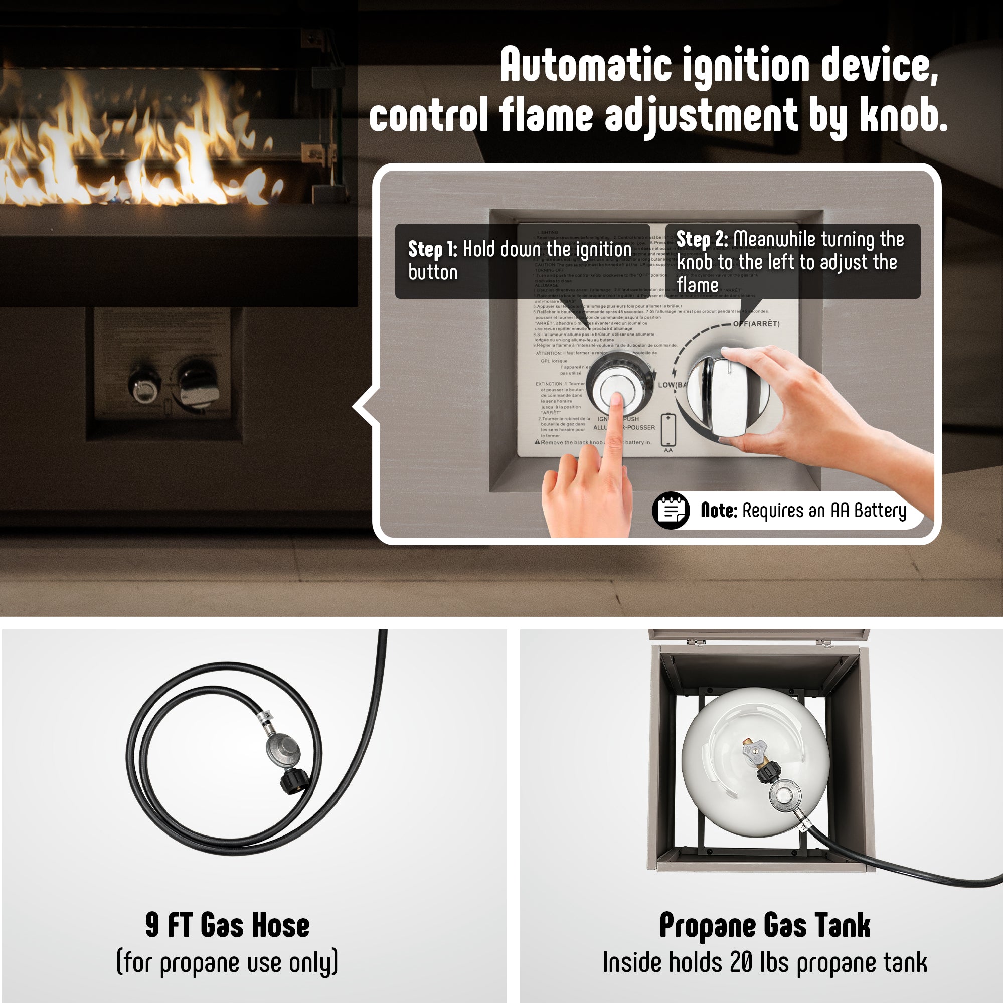 Werph 42" Propane Fire Pit Table - 50,000 BTU CSA Certified