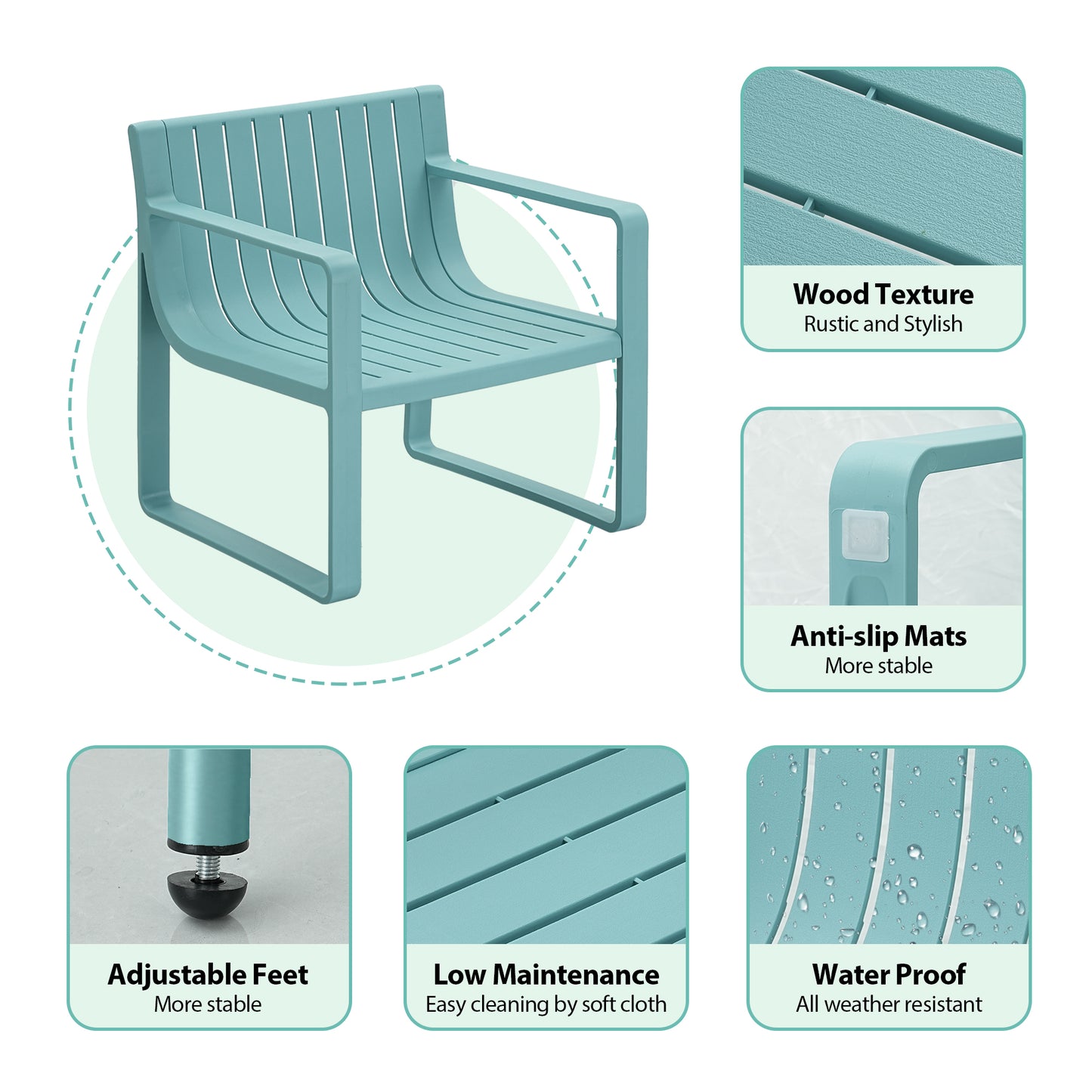 Werph 3 Pieces Patio Furniture Set, Outdoor Furniture Patio Table and Chairs Set, Patio Chairs Set of 2 Patio Conversation Sets