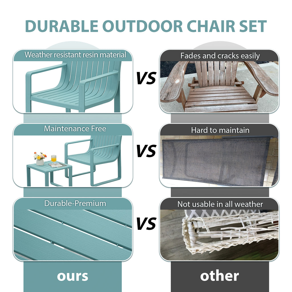 Werph 4-Piece Patio Furniture Set - Table & 3 Chairs for Outdoor & Balcony