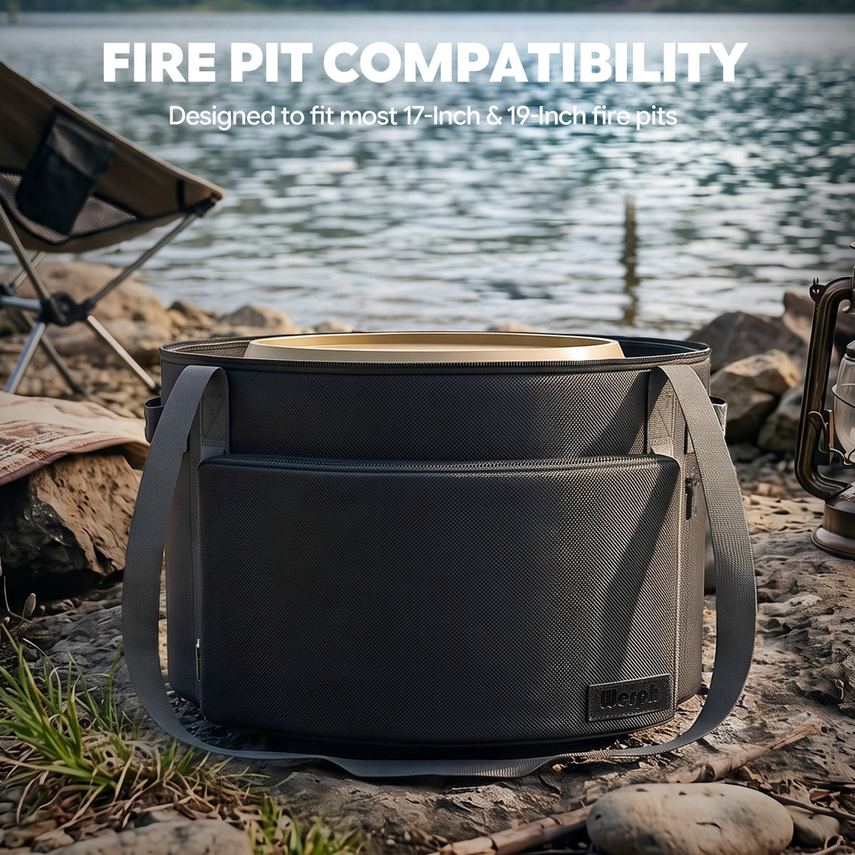 WERPH 20-Inch Fire Pit Carry Bag, 5mm Padded, Multi-Pocket Storage