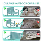 Werph 3-Piece Outdoor Patio Furniture Set - Chair & Side Table for Porch & Balcony