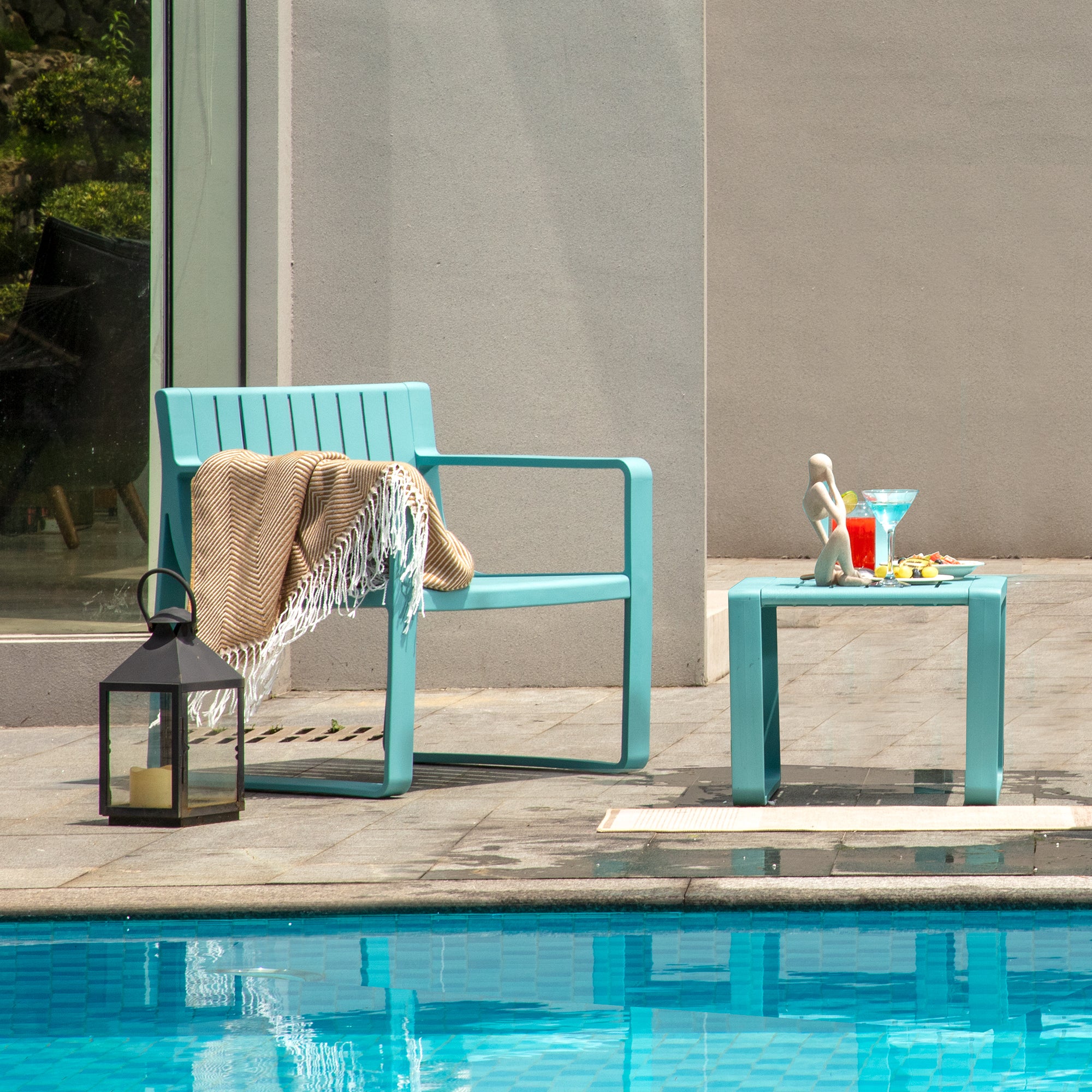 Werph 2-Piece Outdoor Patio Furniture Set - Chair & Side Table for Porch & Balcony