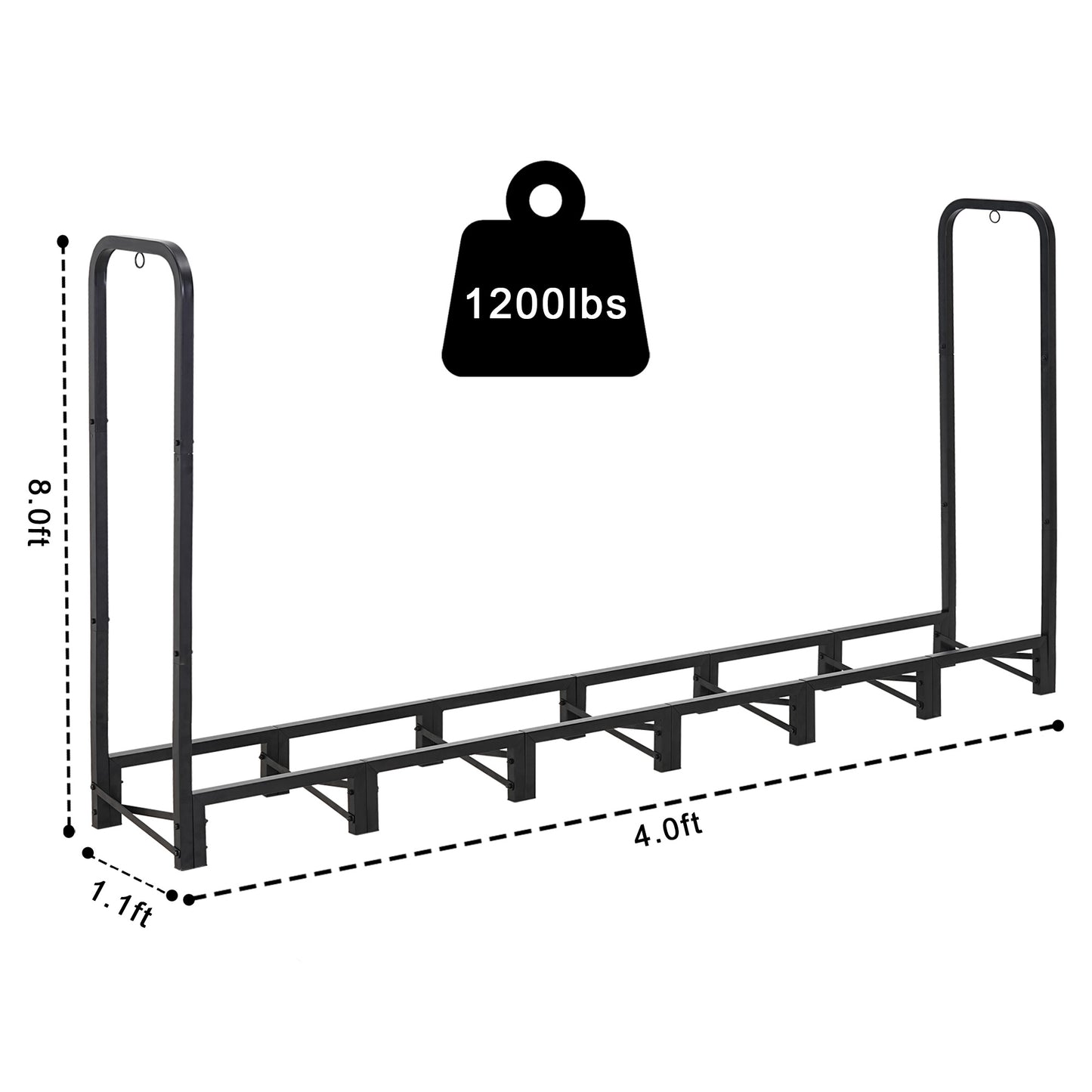 Werph  Firewood Rack Outdoor,Heavy Duty Firewood Storage Rack,Outdoor Firewood Rack with Cover, Black