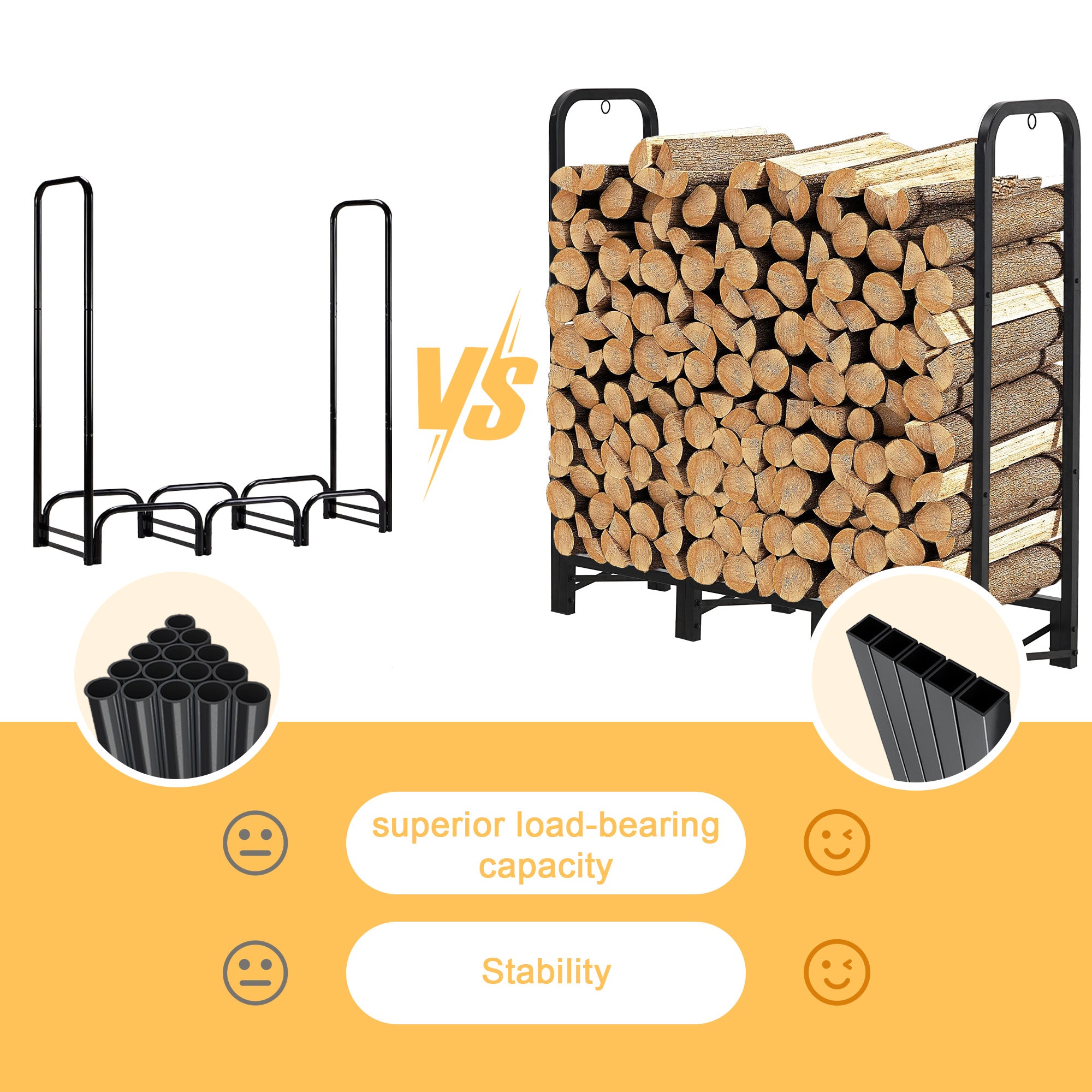 Werph Heavy Duty Outdoor Firewood Rack with Cover - Weather-Resistant Storage