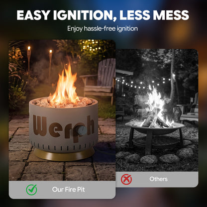 WERPH 17-Inch Compact Propane Gas Fire Pit, 58,000 BTU, Lightweight with Locking 2-in-1 Lid & Pumice Stones, Antique Bronze