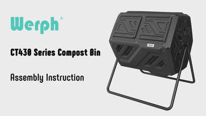 Compost Bin Dual Chamber Compost Tumbler, Fast Assembly 43 Gallon Outdoor with 2 Sliding Doors, Heavy Duty Tumbling Rotating Composter for Kitchen, Garden and Yard, Easy Setup, Gloves Included
